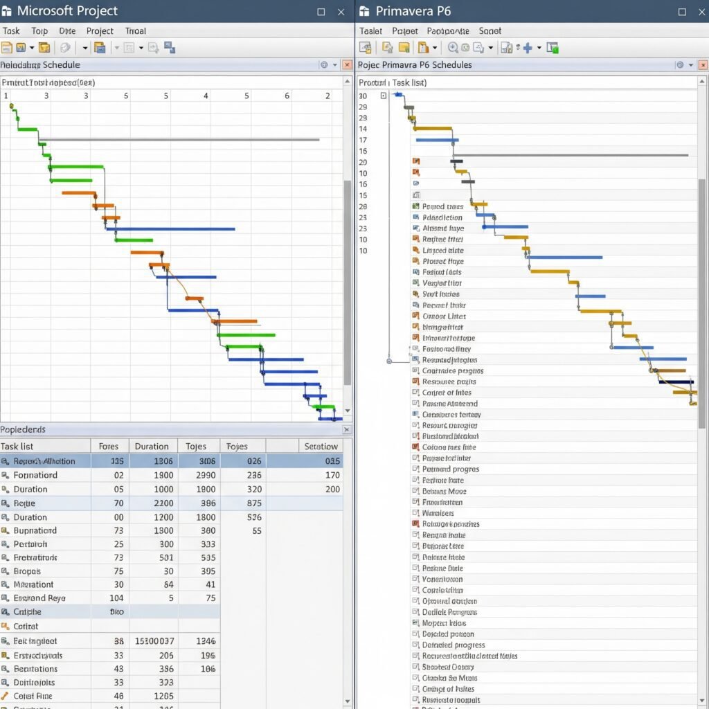 Construction Schedule sample output by using Microsoft Project & Primavera
